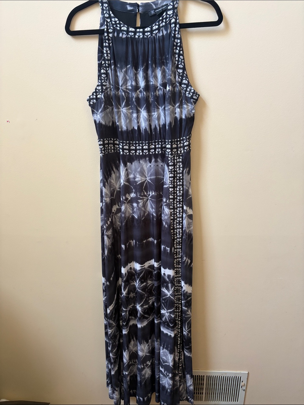 INC International Concepts Navy Blue and off White Patterned Maxi Dress